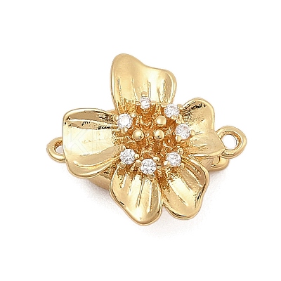 Brass Micro Pave Clear Cubic Zirconia Box Clasps LS-KK-C075-18G-1