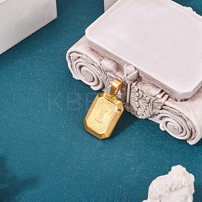 1Pc Stainless Steel Rectangle with Letter Pendants NJEW-TA0001-22I-1