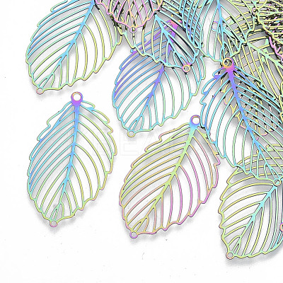 Ion Plating(IP) 201 Stainless Steel Filigree Pendants STAS-R102-28-1