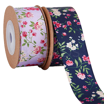 2 Rolls 2 Colors Polyester Ribbon SRIB-GF0001-19-1