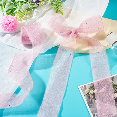 2Rolls Polyester Hot-fix Rhinestone Raw Edges Ribbon OCOR-TA0003-95D-1