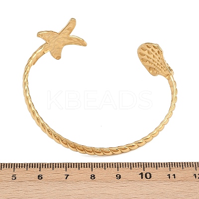 304 Stainless Steel Cuff Bangles for Women BJEW-C122-01G-1