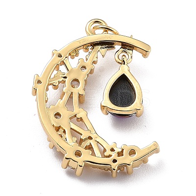 Brass Micro Pave Cubic Zirconia Pendants ZIRC-H122-04G-1
