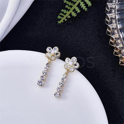 Flower Dangle Drop Stud Earrings Cubic Zirconia Crystal Rhinestone Pearl Flower Drop Earrings Party Christmas Wedding Jewelry Gifts for Women JE1068A-1