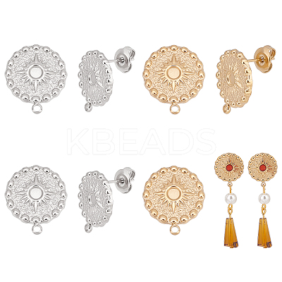 4 Pairs 2 Colors 304 Stainless Steel Stud Earring Findings STAS-UN0038-06-1
