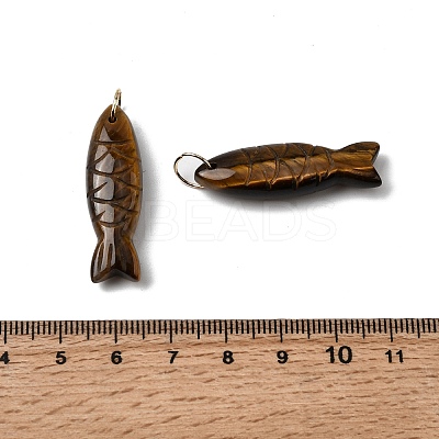 Natural Tiger Eye Carved Pendants G-G314-01G-02-1