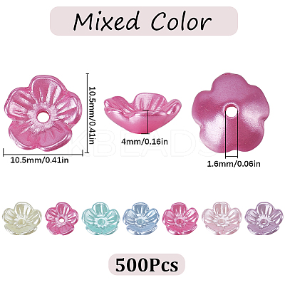 500PCS 5-Petal ABS Plastic Imitation Pearl Bead Caps KY-SC0002-01-1