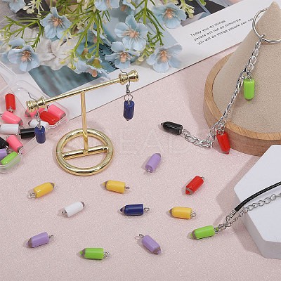 32Pcs 8 Colors Opaque Resin Pendants RESI-GL0001-11-1