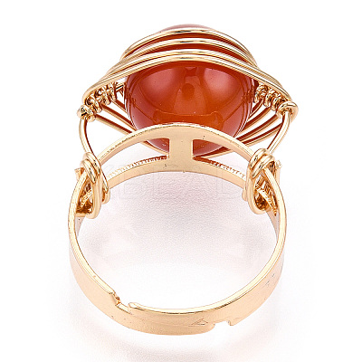 Natural Howlite & Citrine & Tiger Eye & Natural Carnelian & Amethyst & Lapis Lazuli Round Finger Rings RJEW-T019-01-KC-1-1