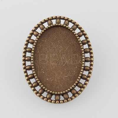 Vintage Alloy Brooch Cabochon Bezel Settings X-PALLOY-O038-33AB-NF-1