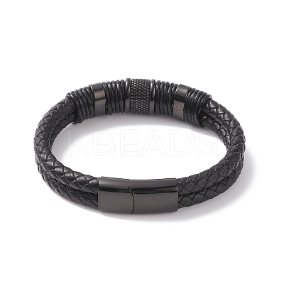 Leather Braided Cord Bracelets BJEW-E352-36B-1