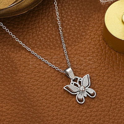 Butterfly 304 Stainless Steel Dangle Earrings & Pendant Necklaces Sets for Women FS-WG10669-03-1