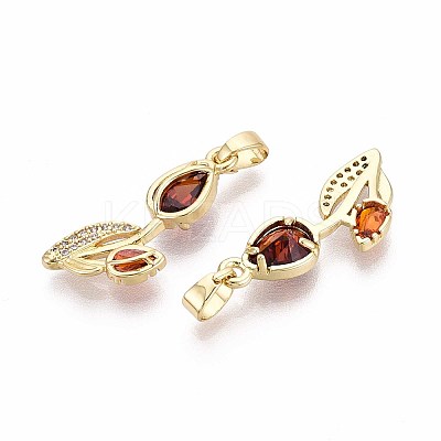 Brass Micro Pave Cubic Zirconia Pendants KK-T071-111G-1