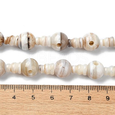 Natural Banded Agate 3-Hole Guru Bead Strands G-K149-42-1