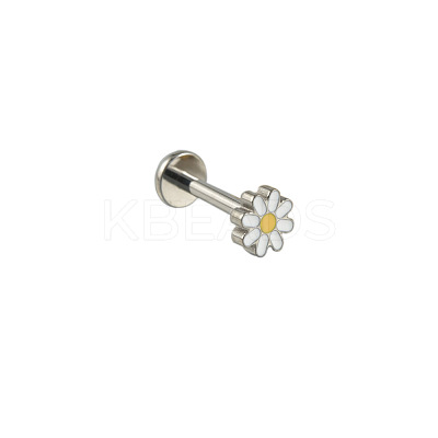 Brass Enamel Daisy Flower Threadless Labret Stud WG42C26-02-1