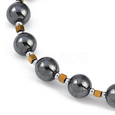 Synthetic Non-magnetic Hematite Beaded Stretch Bracelets for Women Men BJEW-F480-02E-1