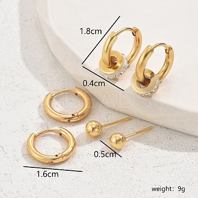 3 Pairs Minimalist Stainless Steel Earrings Sets KR5493-1