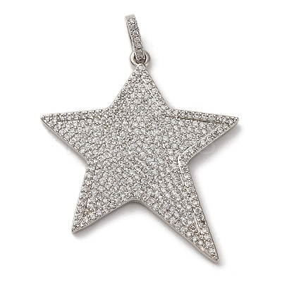 Brass Micro Pave Cubic Zirconia Pendants KK-U076-09P-1