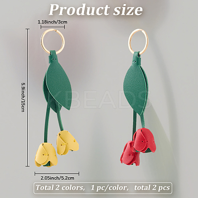 2Pcs 2 Colors Imitation Leather Key Hanging Decoration FIND-GF0008-34-1