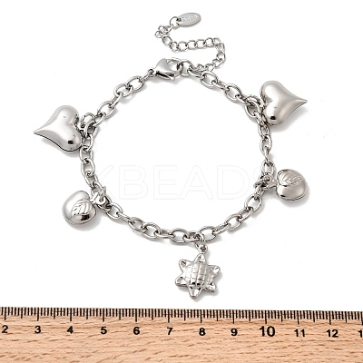 304 Stainless Steel Charm Bracelets BJEW-P368-06A-P-1