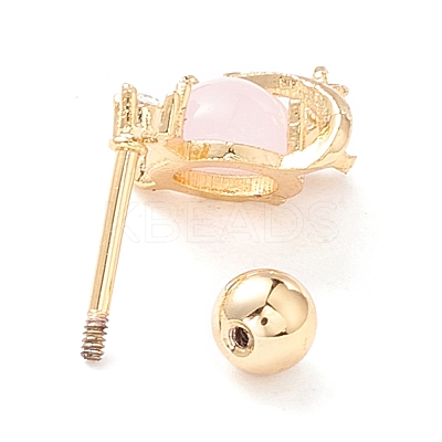 Planet with Star Cubic Zirconia Dangle Stud Earrings EJEW-A065-14G-1