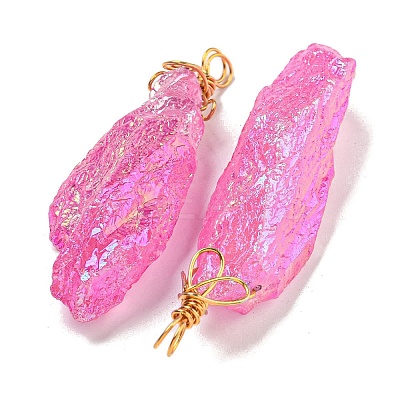 Electroplated Raw Rough Natural Quartz Crystal Big Pendants G-A229-02G-08-1