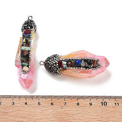 Electroplated Raw Rough Natural Quartz Crystal Big Pendants G-B077-04A-01-1