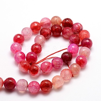 Dyed Natural Agate Faceted Round Beads Strands G-E320E-8mm-06-1