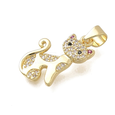 Brass Micro Pave Cubic Zirconia Pendants KK-D431-017G-1