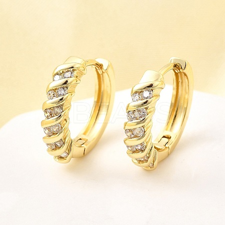 Brass Micro Pave Clear Cubic Zirconia Hoop Earrings EJEW-Z121-13G-1