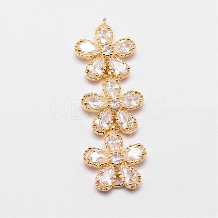 Brass Micro Pave Cubic Zirconia Links ZIRC-A003-02G-1
