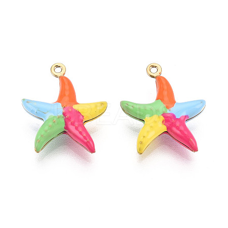 304 Stainless Steel Enamel Pendants STAS-T068-14B-1