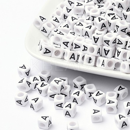 Letter Acrylic European Beads OPDL-R050-10mm-A-1