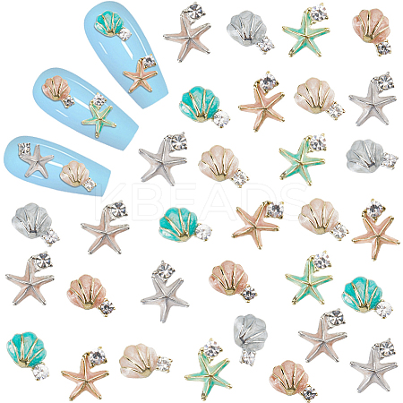 32Pcs 8 Styles Alloy Enamel Cabochons DIY-CP0011-23-1