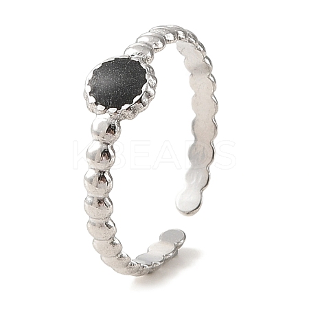 304 Stainless Steel Enamel Open Cuff Rings for Women RJEW-F166-49P-01-1