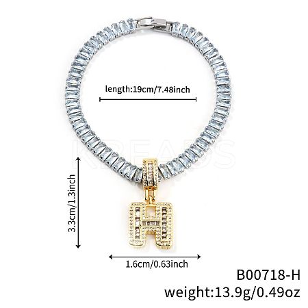 Fashionable Brass Micro Pave Clear Cubic Zirconia Charm Bracelets AF9298-8-1