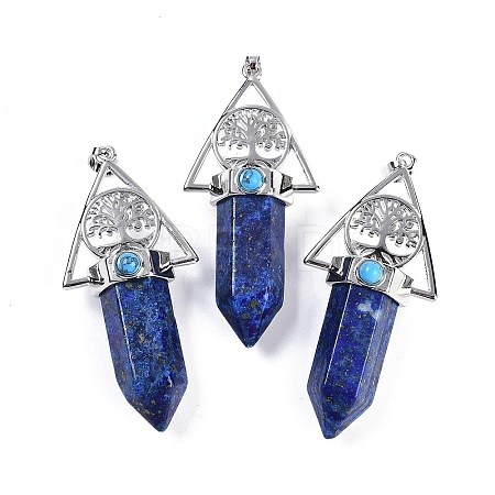 Dyed Natural Lapis Lazuli Faceted Pointed Bullet Big Pendants G-H076-02P-011-1