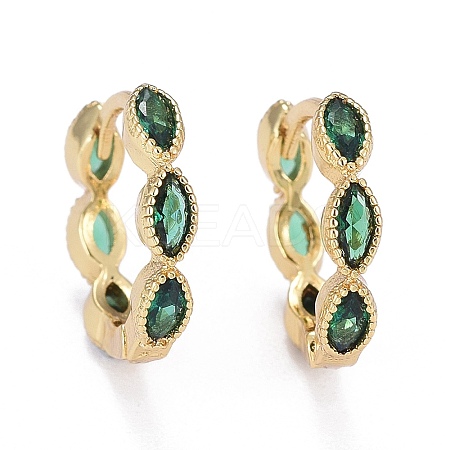 Brass Micro Pave Cubic Zirconia Huggie Hoop Earrings LS-EJEW-K083-34G-C-1