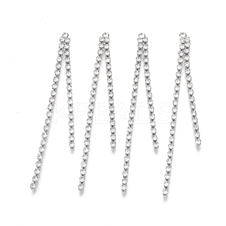 Brass Rhinestone Cup Chains Tassel Big Pendants X-KK-R129-08P-1