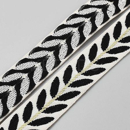 Ethnic Style Floral Pattern Embroidery Polyester Ribbons OCOR-WH0104-25C-1