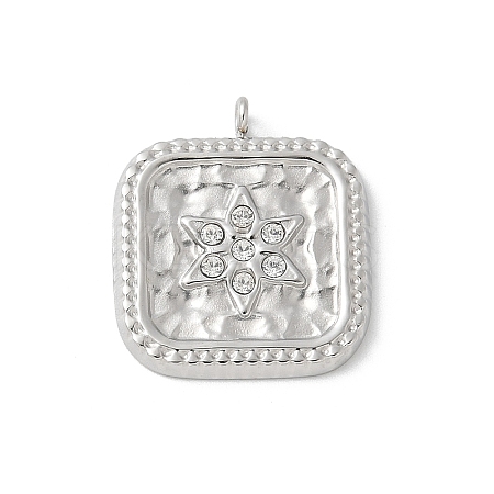 304 Stainless Steel Rhinestone Pendants STAS-Z122-55P-1