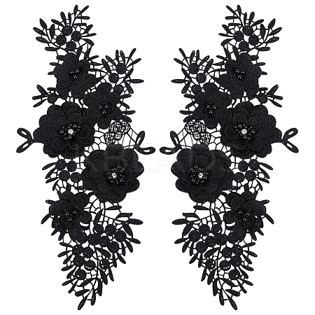Flower Pattern Polyester Embroidered Lace Appliques DIY-WH0308-455C-1