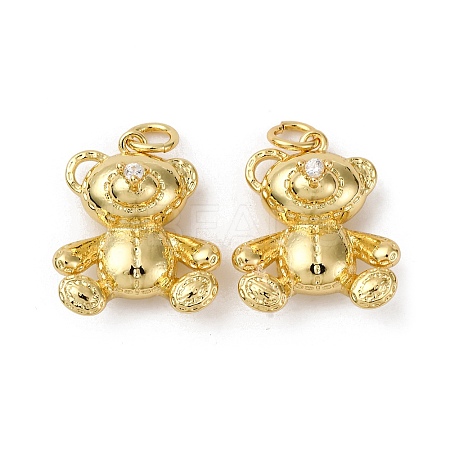 Brass Micro Pave Cubic Zirconia Pendants KK-P308-19G-1