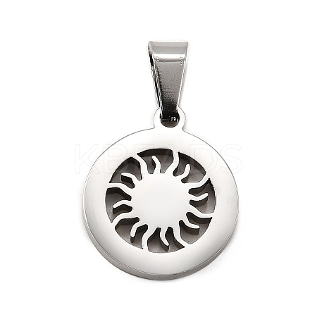 Flat Round with Sun 304 Stainless Steel Pendants STAS-M121-14P-1