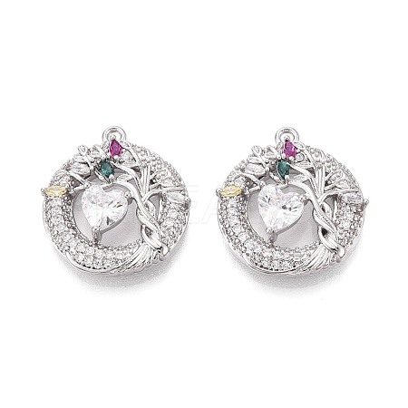 Brass Micro Pave Cubic Zirconia Pendants KK-T073-39P-1