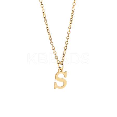 304 Stainless Steel Letter Pendant Necklaces NJEW-LP0001-53S-G-1