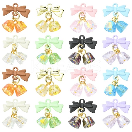 16Pcs 8 Colors Alloy & Glass Pendants PALLOY-YW00166-1