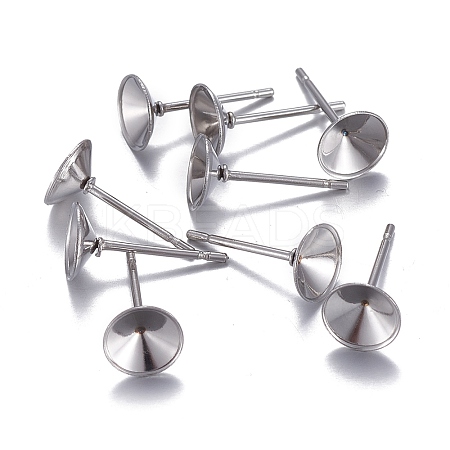 Non-Tarnish 304 Stainless Steel Post Stud Earring Settings LS-X-STAS-L238-082E-P-1