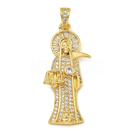 Rack Plating Brass Micro Pave Cubic Zirconia Pendants KK-Z063-09G-01-1
