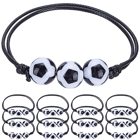 20Pcs Plastic Football Braided Bead Bracelet BJEW-SP0001-20-1